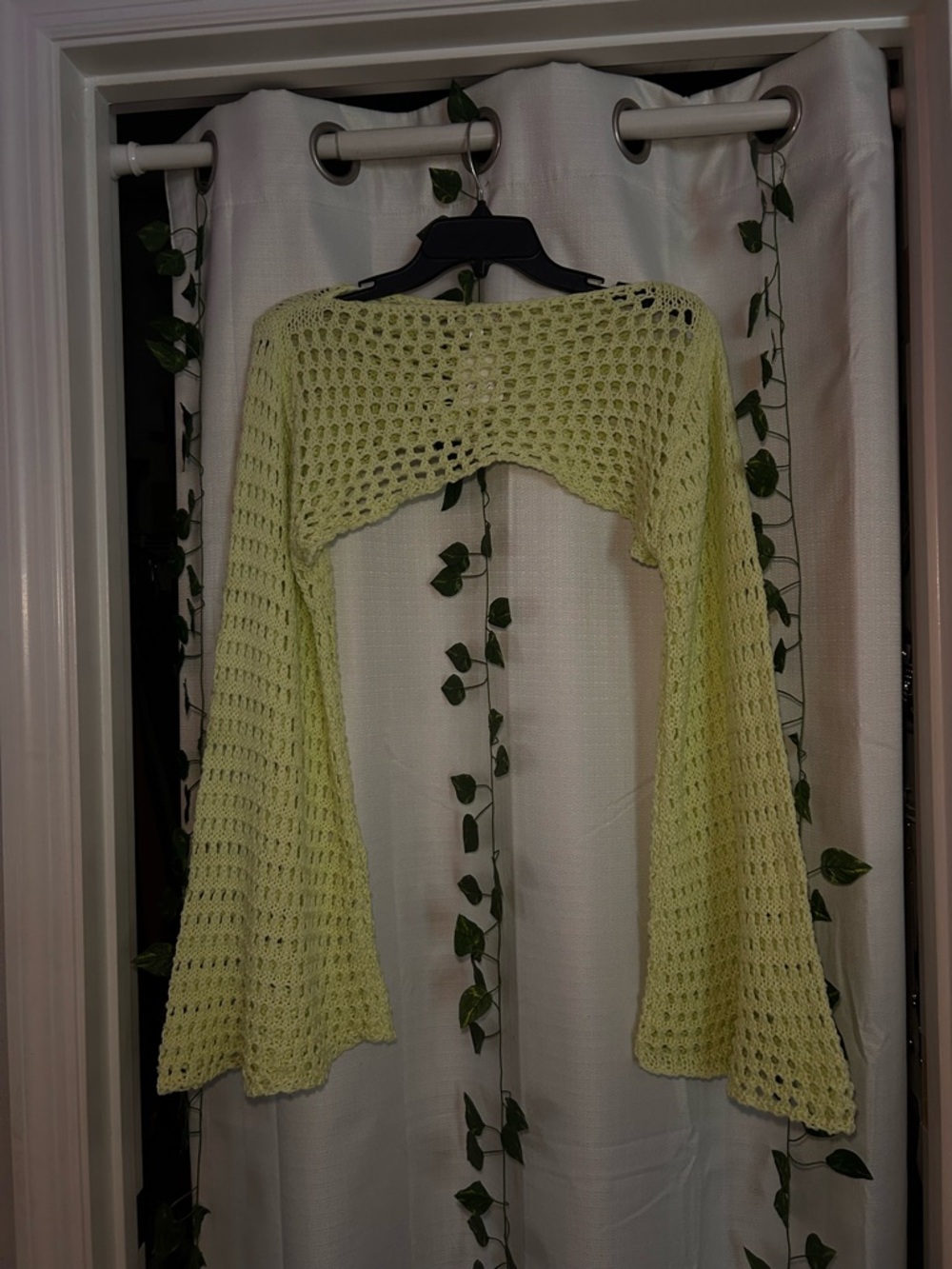 Free People Light Green Crochet Shrug
